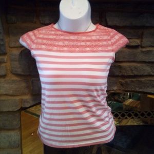 NWOT ELLE Peach Lace Top